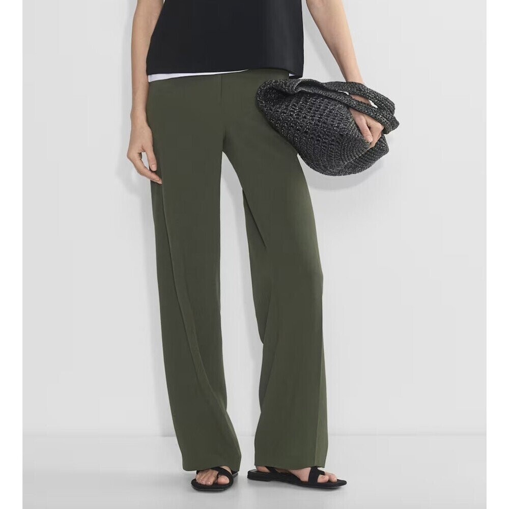 Aritzia Babaton Agency Pant Mirror Crepe Dark Olive Straight Leg Size 4